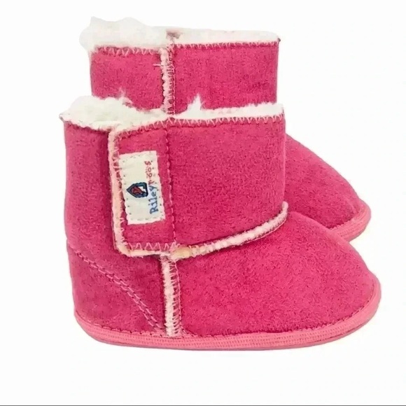 RILEYROOS BABY BOOTS 3-6 MONTHS HOT PINK SUEDE NEW IN BOX COZY WALKERS - Picture 5 of 16